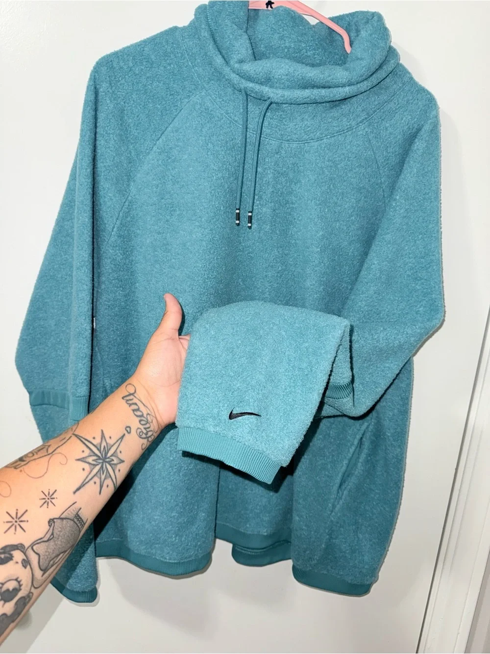 Nike Teal Cowl Funnel-Neck Sweatshirt